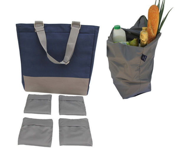 4 Reusable Foldable Shopping Bags and 1 Eco Friendly Insulated Canvas Multipurpose Tote Bag Picnic Bag Reusable Shopping Bag Farmers Market Bag