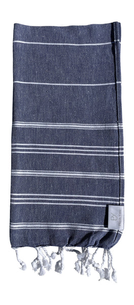 Plush Yarn Baby Toddler Peshtemal Turkish Made Bath / Beach Towel, 100% Authentic Premium Turkish Cotton 60cm x 90cm (Navy)