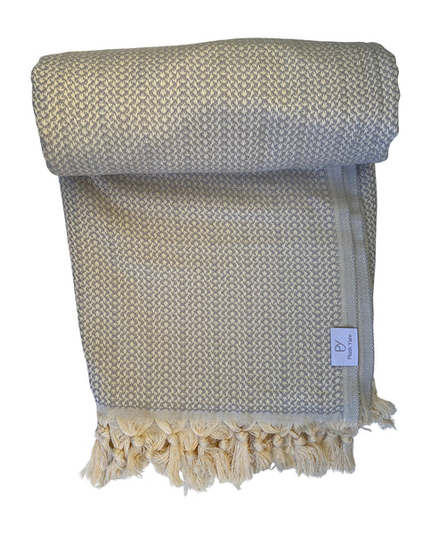 The Paris Turkish Throw - French Textured Pattern Design (Grey)