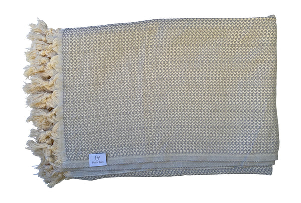 The Paris Turkish Throw - French Textured Pattern Design (Grey)