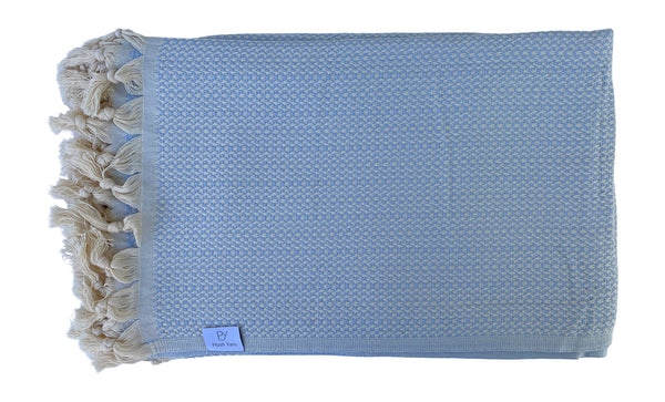 The Jewel Turkish Throw - French Textured Pattern Design (Ice Blue)