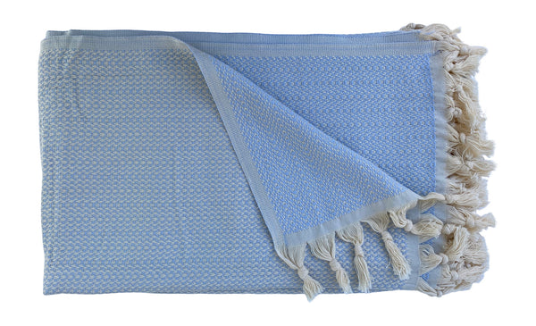 The Jewel Turkish Throw - French Textured Pattern Design (Ice Blue)
