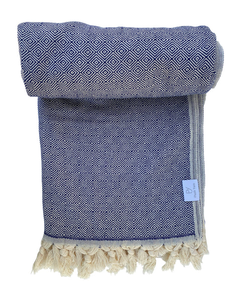 Diamond Turkish Throw (Navy)