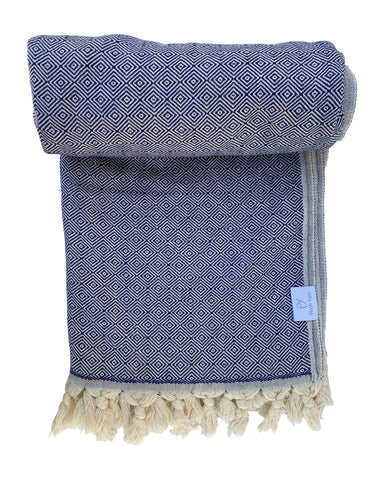 Diamond Turkish Throw (Navy)