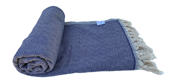Diamond Turkish Throw (Navy)
