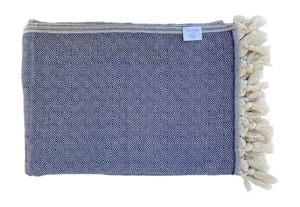 Diamond Turkish Throw (Navy)