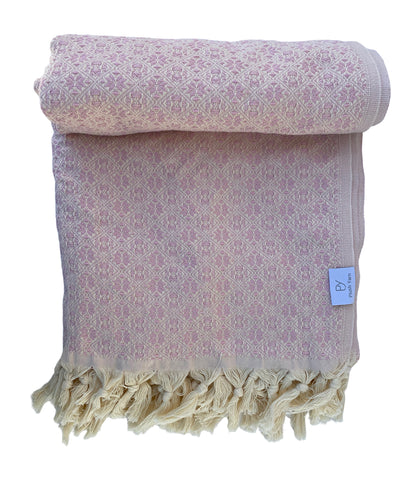 The Grandeur Turkish Throw - French Textured Pattern Design (Pink)