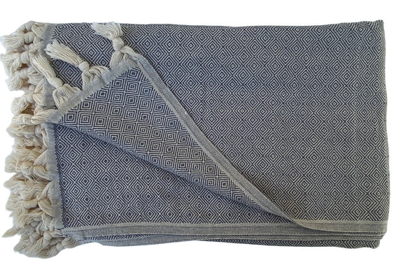 Diamond Turkish Throw (Charcoal)
