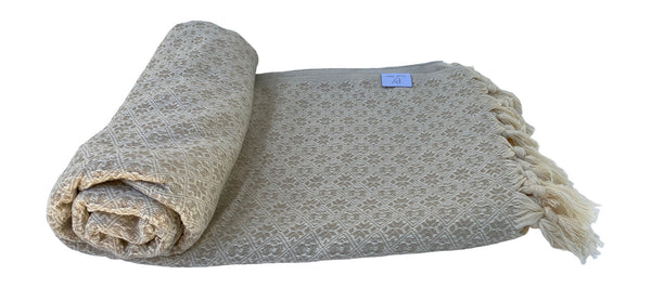 The Grandeur Turkish Throw - French Textured Pattern Design (Beige)