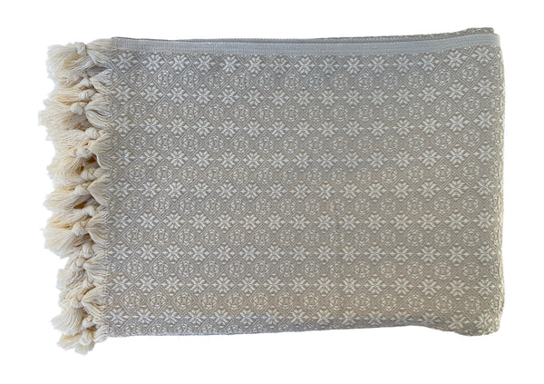 The Grandeur Turkish Throw - French Textured Pattern Design (Beige)