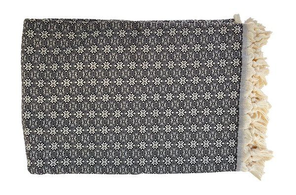The Grandeur Turkish Throw - French Textured Pattern Design (Black)