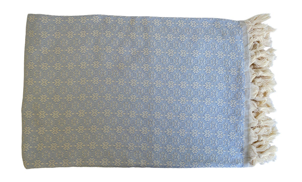 The Grandeur Turkish Throw - French Textured Pattern Design (Ice Blue)