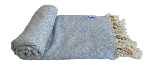 The Grandeur Turkish Throw - French Textured Pattern Design (Ice Blue)