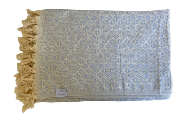 The Grandeur Turkish Throw - French Textured Pattern Design (Ice Blue)