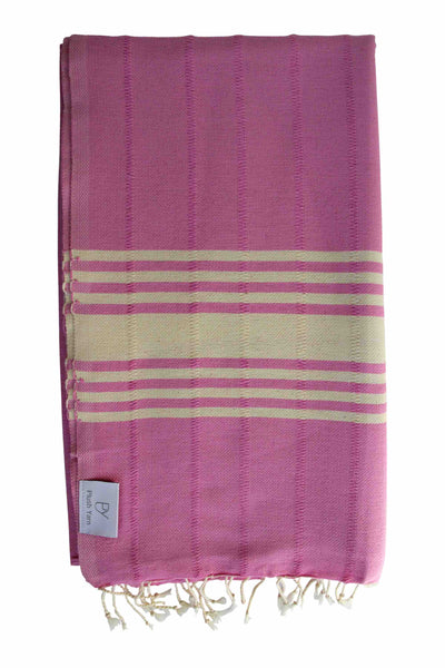 Plush Yarn Regal Peshtemal Turkish Made Bath / Beach Towel, 100% Authentic Premium Turkish Cotton 100cm x 175cm (Pink)