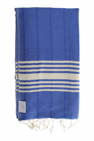 Plush Yarn Regal Peshtemal Turkish Made Bath / Beach Towel, 100% Authentic Premium Turkish Cotton 100cm x 175cm (Royal Blue)