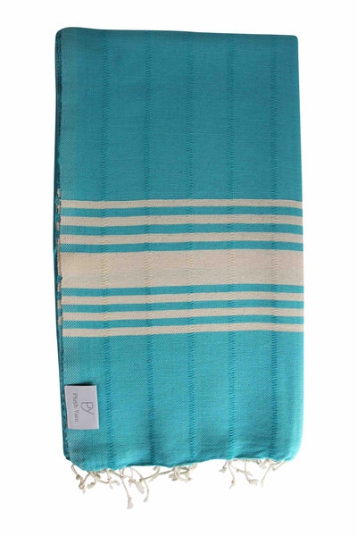 Plush Yarn Regal Peshtemal Turkish Made Bath / Beach Towel, 100% Authentic Premium Turkish Cotton 100cm x 175cm (Turquoise)