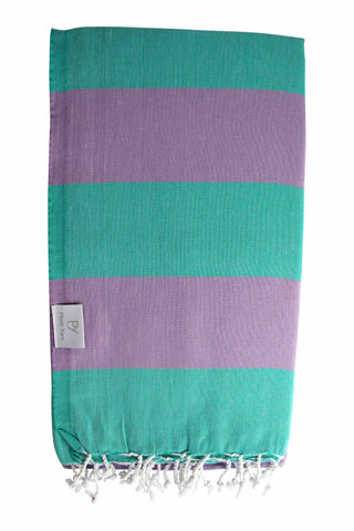 Plush Yarn Paradiso Peshtemal Turkish Made Bath / Beach Towel, 100% Authentic Premium Turkish Cotton 100cm x 180cm (Green/Lilac)