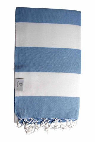 Plush Yarn Paradiso Peshtemal Turkish Made Bath / Beach Towel, 100% Authentic Premium Turkish Cotton 100cm x 180cm (Sky Blue/White)
