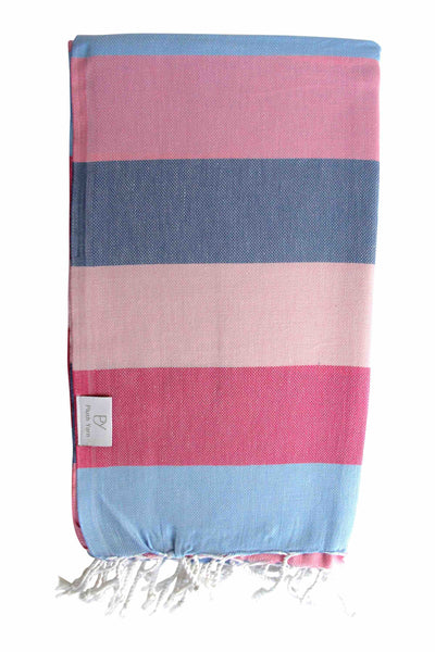 Plush Yarn Rainbow Peshtemal Turkish Made Bath / Beach Towel, 100% Authentic Premium Turkish Cotton 100cm x 180cm (Candy)