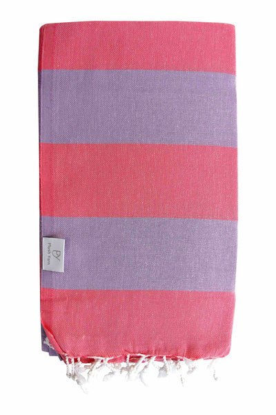 Plush Yarn Paradiso Peshtemal Turkish Made Bath / Beach Towel, 100% Authentic Premium Turkish Cotton 100cm x 180cm (Pink/Lilac)