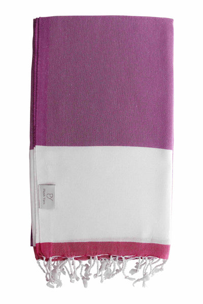Plush Yarn Imperial Peshtemal Turkish Made Bath / Beach Towel, 100% Authentic Premium Turkish Cotton 100cm x 180cm (Purple/Fuchsia)