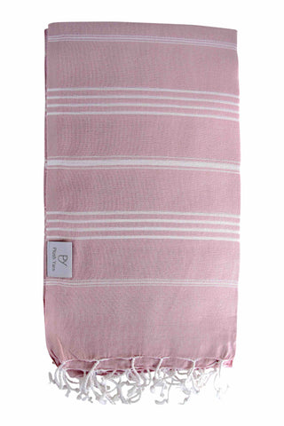 Plush Yarn Classic Peshtemal Turkish Made Bath / Beach Towel, 100% Authentic Premium Turkish Cotton 100cm x 180cm (Salmon Pink)