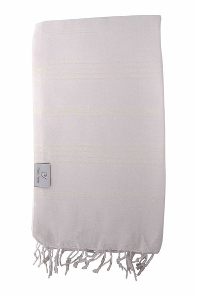 Plush Yarn Classic Peshtemal Turkish Made Bath / Beach Towel, 100% Authentic Premium Turkish Cotton 100cm x 180cm (White)