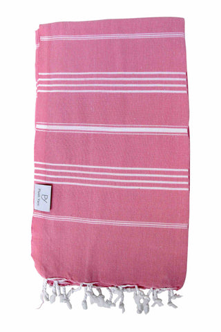 Plush Yarn Classic Peshtemal Turkish Made Bath / Beach Towel, 100% Authentic Premium Turkish Cotton 100cm x 180cm (Pink)