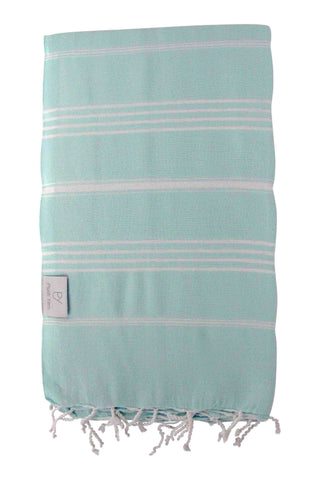 Plush Yarn Classic Peshtemal Turkish Made Bath / Beach Towel, 100% Authentic Premium Turkish Cotton 100cm x 180cm (Mint)