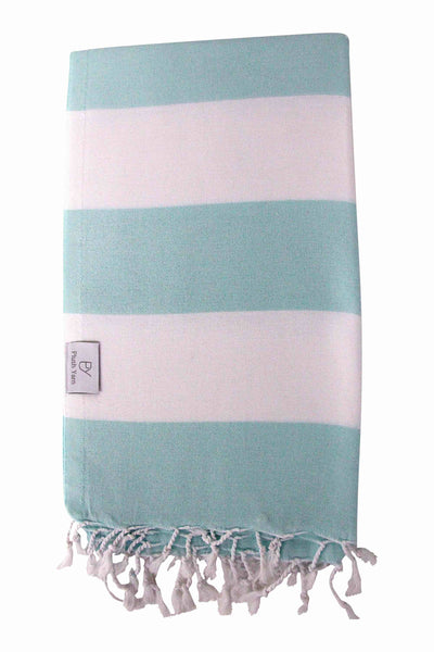 Plush Yarn Paradiso Peshtemal Turkish Made Bath / Beach Towel, 100% Authentic Premium Turkish Cotton 100cm x 180cm (Mint/White)