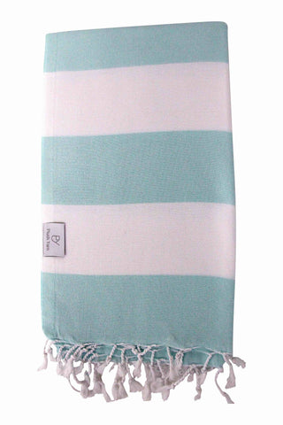Plush Yarn Paradiso Peshtemal Turkish Made Bath / Beach Towel, 100% Authentic Premium Turkish Cotton 100cm x 180cm (Mint/White)