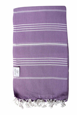 Plush Yarn Classic Peshtemal Turkish Made Bath / Beach Towel, 100% Authentic Premium Turkish Cotton 100cm x 180cm (Lilac)