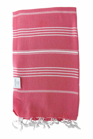 Plush Yarn Classic Peshtemal Turkish Made Bath / Beach Towel, 100% Authentic Premium Turkish Cotton 100cm x 180cm (Hot Pink)