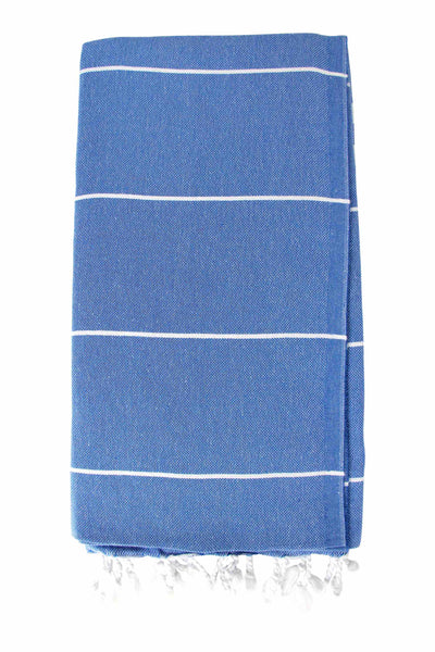 Plush Yarn Royale Peshtemal Turkish Made Bath / Beach Towel, 100% Authentic Premium Turkish Cotton 100cm x 180cm (Royal Blue)