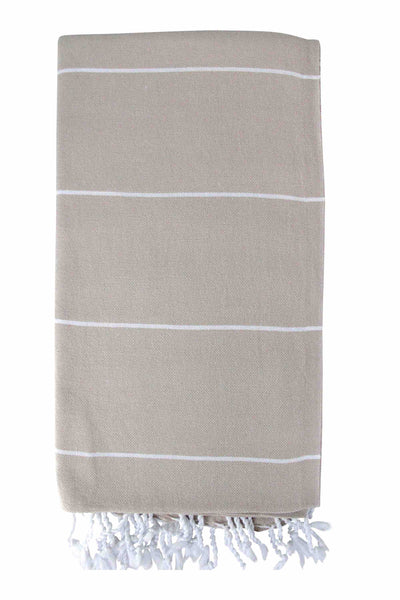 Plush Yarn Royale Peshtemal Turkish Made Bath / Beach Towel, 100% Authentic Premium Turkish Cotton 100cm x 180cm (Beige)