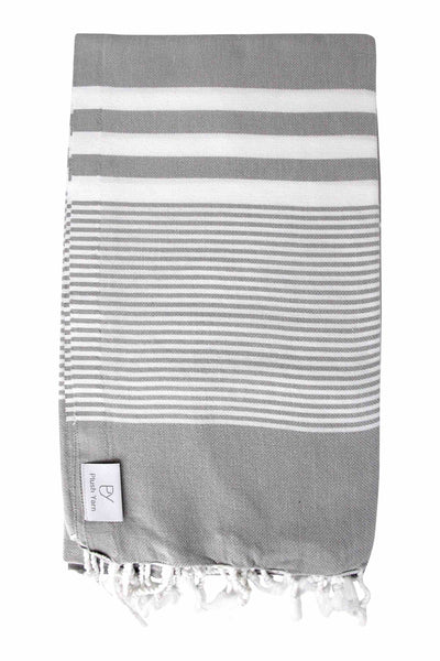Plush Yarn Royale Peshtemal Turkish Made Bath / Beach Towel, 100% Authentic Premium Turkish Cotton 100cm x 180cm (Silver Grey)