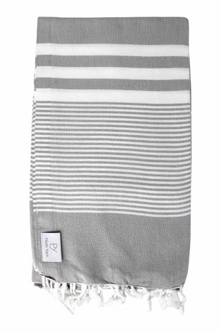 Plush Yarn Royale Peshtemal Turkish Made Bath / Beach Towel, 100% Authentic Premium Turkish Cotton 100cm x 180cm (Silver Grey)