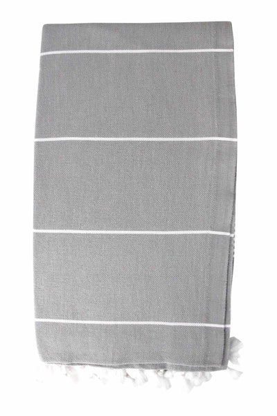 Plush Yarn Royale Peshtemal Turkish Made Bath / Beach Towel, 100% Authentic Premium Turkish Cotton 100cm x 180cm (Silver Grey)