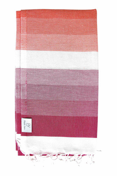 Plush Yarn Majestic Peshtemal Turkish Made Bath / Beach Towel, 100% Authentic Premium Turkish Cotton 100cm x 180cm (Fuchsia/Coral)