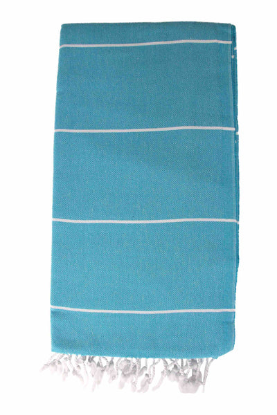 Plush Yarn Royale Peshtemal Turkish Made Bath / Beach Towel, 100% Authentic Premium Turkish Cotton 100cm x 180cm (Turquoise)