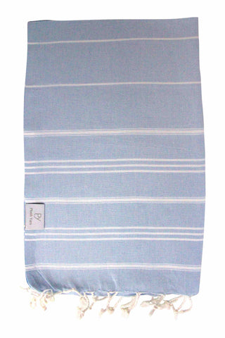 Plush Yarn Turkish Made Hand Towel, 100% Authentic Premium Turkish Cotton 60cm x 90cm (Light Blue)