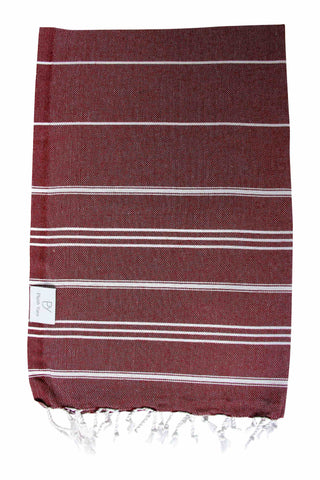 Plush Yarn Turkish Made Hand Towel, 100% Authentic Premium Turkish Cotton 60cm x 90cm (Claret Red)