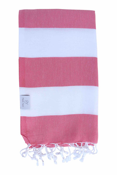Plush Yarn Paradiso Peshtemal Turkish Made Bath / Beach Towel, 100% Authentic Premium Turkish Cotton 100cm x 180cm (Mist Pink/White)
