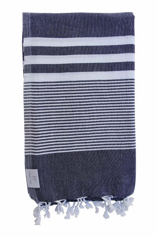 Plush Yarn Royale Peshtemal Turkish Made Bath / Beach Towel, 100% Authentic Premium Turkish Cotton 100cm x 180cm (Navy)