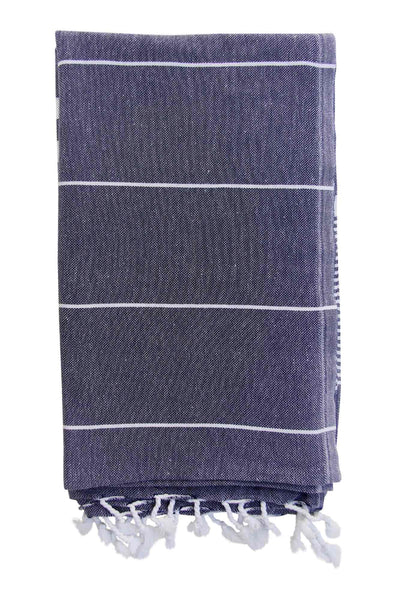 Plush Yarn Royale Peshtemal Turkish Made Bath / Beach Towel, 100% Authentic Premium Turkish Cotton 100cm x 180cm (Navy)