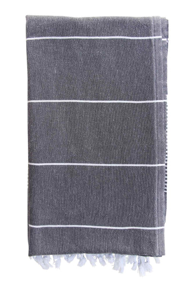 Plush Yarn Royale Peshtemal Turkish Made Bath / Beach Towel, 100% Authentic Premium Turkish Cotton 100cm x 180cm (Charcoal)
